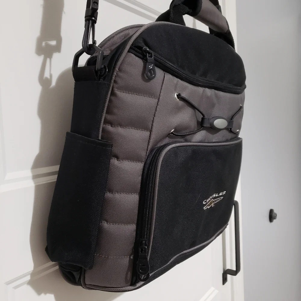 Chrysler Laptop Travel Bag Canvas Nylon By Gemline 16x13x5 Black Grey Shoulder